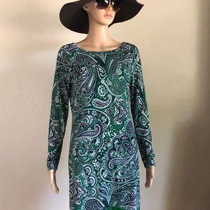 Michael Kors Paisley Long-Sleeved Shift Dress